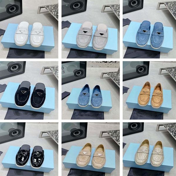 Chaussures à enfiler de luxe de styliste, pantoufles de haute qualité en cuir rétro décontracté polyvalent Baotou mocassins à bouche peu profonde