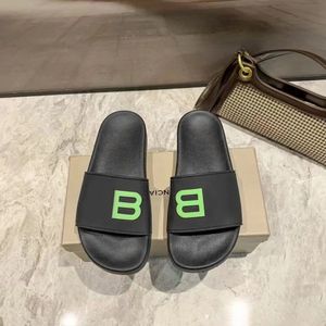 Unisex designer schoenslipper voor dames heren zomer luxe buitencomfort platte zwembadglijbaan sandaal rubber met 3D beige zwarte letter dubbele B sandaal