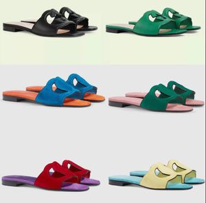 Designer de luxe Slipper Leather G Interlocking Femme Femmes Sandal Sandal Flats Logo Cut Out Leathers Cut Out Sandal Sandal Beach Rubber Solet Slip on Flats 35-42box