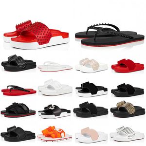 Zapatillas de diseñador de lujo para hombre, zapatos con remaches, zapatillas esponjosas para mujer, para hombre, negras, blancas, beige, suaves, rojas, sandalias de plataforma, chanclas planas, sandalias de piscina, playa de moda