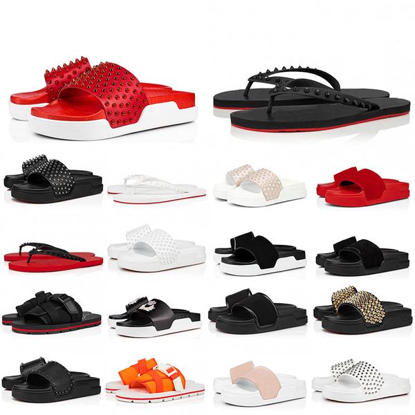 Luxe Designer Pantoufles Hommes Rivets Chaussures Moelleux Pantoufle Femmes Hommes Noir Blanc Beige Doux Rouge Plate-Forme Sandale Plat Diapositives Tongs Piscine Sandales Mode Plage