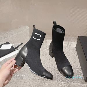 Botas de calcetines de diseñador de lujo Canal de las mujeres Booties de tobillo de invierno Boot de cuero de invierno Carta de plataforma Martin Ccity