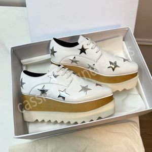 Zapatos de mujer Muffin de madera maciza de diseñador de lujo, cuero genuino con decoración de estrellas, botas de mujer, calzado femenino de talla más grande de lo habitual, zapatos de mujer con plataforma de estrella