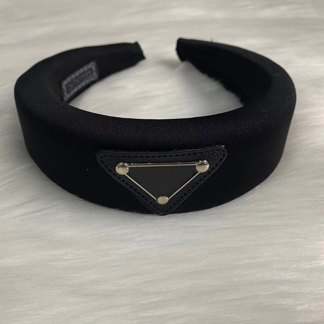 Luxe Designer Spons Hoofdbanden Haarbanden Voor Vrouwen Meisje Merk Elastische Letter P Zwarte Driehoek Hoofdband Sport Fitness Hoofdband Hoofd Wrap