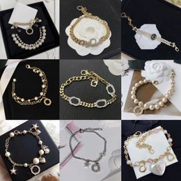 Luxus Designer Stern Perle Diamant Charm Armband 18k Gold Perle Herz Armband für Frau Geschenk Edelstahl Armband Modeschmuck Versorgung