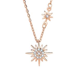 Luxe Designer Starburst Zonnebloem Ketting Diamant Hexagram Hanger Ketting Dames Eenvoudige en Delicate INS Sieraden