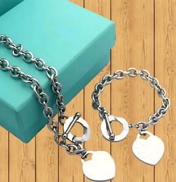 Designer de luxe en argent sterling coeur bracelet bracelet ajouter collier ensemble forme originale mode classique bracelet femmes bijoux cadeau 2279832