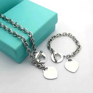 Designer de luxe en argent sterling coeur bracelet bracelet ajouter collier ensemble forme originale mode classique femmes bijoux cadeau avec boîte TiffanyismC3QM