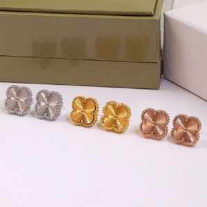 Boucles d'oreilles de luxe de créateur trèfle pour femmes, bijoux en or 18 carats à la mode