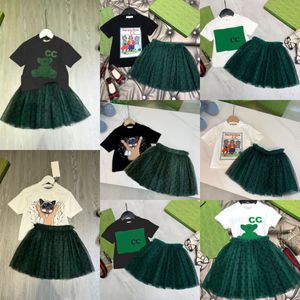 Enfants T-shirt Veil Court Mode Designer de luxe Été Mignon Bébé Vêtements Enfants À Manches Courtes Garçons Filles Ensembles Vêtements Costumes Coton Robe taille 90-160 s5Aj #