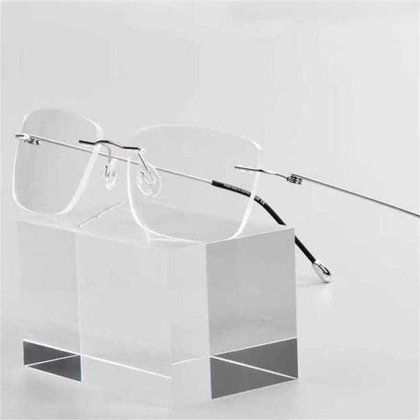 Lunettes de soleil d'été design de luxe Custom Made Optical Prescription Photochromic Classic Large Alloy Rimless Anti-blue Myopia Short Sight GlassesKajia