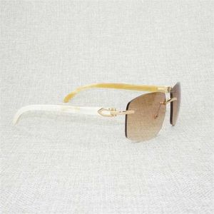 Lunettes de soleil d'été design de luxe Retro Wood Oversize Men Natural Black White Buffalo Horn Rimless Eyewear Frame For Outdoor Summer Oculos Gafas