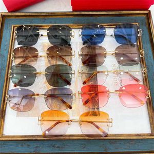 Gafas de sol de verano de diseñador de lujo, tipos de mujeres personalizadas sin montura, teñidas, rojas, rojas, ct0032