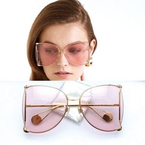 Lunettes de soleil de luxe Lunes claires verres rondes Femmes Classic Optics Eaux-lunettes Big Metal Frame Transparent Lens Pearl Eyewear Orname230L
