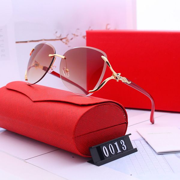 lunettes de soleil design de luxe pour femmes lunettes carti tête de renard cadre optique sans monture en métal composite rectangle classique carré rose pare-soleil monture de lunettes de soleil