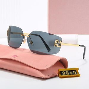 Luxe Designer Zonnebrillen voor Vrouwen Zomerzonnebril Frameloze Gebogen Lenzen Zonglas Strandbril Adumbral Buiten Rijden Brillen