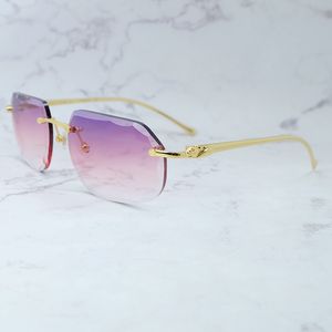 Lunettes de soleil de luxe hommes rétro sans monture Carter lunettes de soleil diamant coupe panthère classique Vintage lunettes nuances Lentes De Sol Mujer