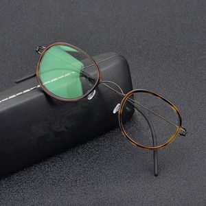 Luxe designer zonnebrillen retro ronde ultralichte brillen op sterkte dames en heren optische stijl anti-ultraviolet plaat full frame optische bril