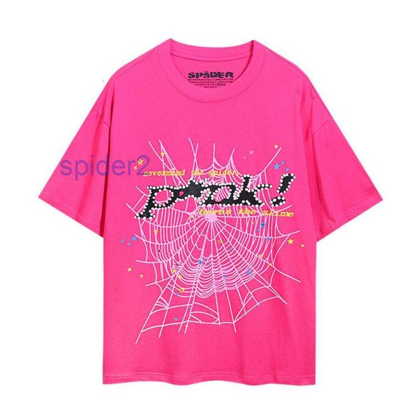 T-shirt de luxe de luxe Summer Nouvelle marque à la mode Couple pour hommes et femmes Portez grand lâche Sp5der Spider Web à manches courtes M4CK