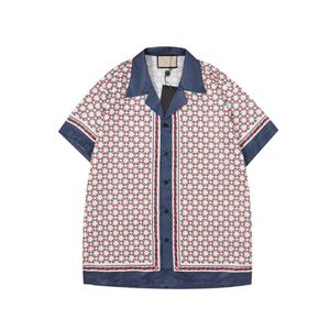 Luxe ontwerper T Shirts Mens Fashion Geometric Print Bowling Shirt Hawaii Floral Womens Casual Shirts Men Slim Fit Short Sleeve Dress -Shirt Variety
