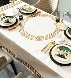 Mantel de diseñador de lujo en 3D mesa impermeable para el agua cena rectangular cocina de té de poliéster decorativo tashecover sqx1554479