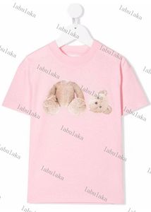 Luxe designer topmerk Tshirt gebroken hoofd beer kinderen korte mouw zomer losse halve mouw mode kinderkleding kids jongen tees meisjeskleding baby polo roze