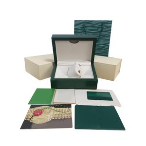 Boîtes de qualité design Vert foncé DATE Montre Dhgates Box Cadeau de luxe Woody Case pour montres Yacht montre Livret Carte Tags et boîtes de montres suisses boîtes mystères