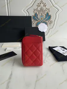 Portefeuille de luxe portefeuille haut zipper zéro portefeuille mode caviar rhombique sac de ramassage réel 12 sacs clés de couleur ap1650