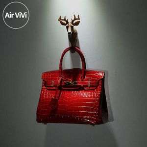 Sacs fourre-tout de luxe B-rikis boutique en ligne Airvivi nouveau sac en peau de vache motif crocodile en cuir véritable mariage pour femme rouge mariée avec vrai logo