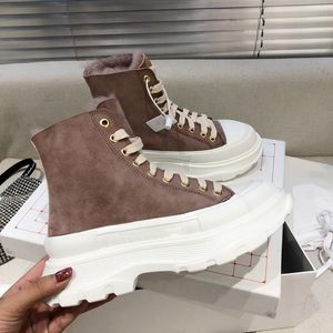 Luxe designer loopvlak slick canvas sneaker casual schoenen hoge zwart wit bleek roze koninklijke drievoudige zwarten lederen vrouwen chaussures platform sneakers met doos