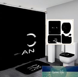 Cortinas de ducha impermeables de diseño de lujo, cojín para asiento de inodoro, alfombra, juego de 4 piezas, accesorios de baño