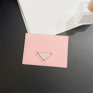 Diseñador Triángulo Carteras Titular de la tarjeta de las mujeres Monederos con caja Regalo de Navidad Mujer Lujos Tarjeta de moneda Cartera para hombre Titulares de cuero Ranuras Key Pocket Metal Prad