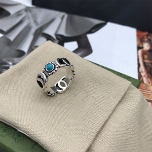 Designer de luxe Turquoise Daisy Serpent Bague Hommes Femmes Anneaux Créateur De Mode Vintage Bague Gravure Couples Bague De Mariage Bijoux Cadeau Amour Anneaux Bague Parfait