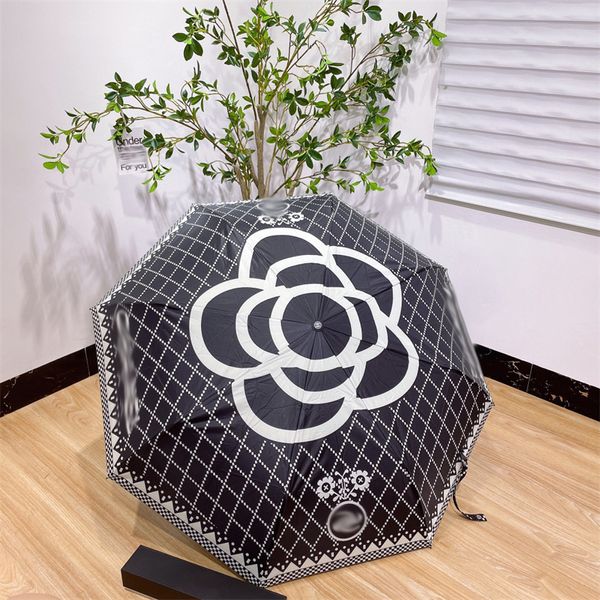 Parapluies de luxe de styliste C classique, pare-soleil automatique imprimé noir, pliable, protection solaire d'été