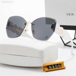 Diseñador de lujo Versage Gafas de sol para hombre Mujer Vercace Gafas de sol Moda Tendencia Gafas de sol Polaroid Nylon Alta definición Vacaciones 9150 Blanco