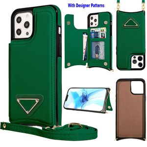 Étuis portefeuille de luxe pour iPhone 13 Pro Max 14Plus 12 11 XR Xsmax 8P Housse de protection en cuir à motif classique avec fente pour porte-carte de crédit/longe de support