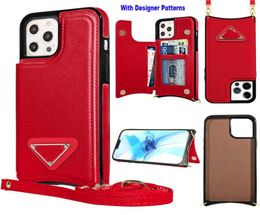 Étuis portefeuille de luxe pour iPhone 14 Pro Max avec porte-cartes et portefeuille en cuir iP13Promax 12 11 avec bandoulière Wom1950080