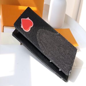 Portefeuille de concepteur de luxe Pursets en jean imprimées nigo du début de la série du début de la série de cartes denim tissu rectangulaire portefeuille de jean mince Ho 255s