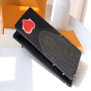 Luxe designer portemonnee gedrukte denim portemonnees nigo vroege lente serie kaarthouder denim stof rechthoekige portemonnee slank Jean Walle234Z