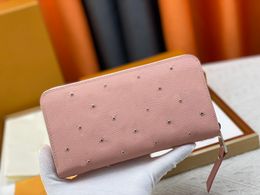 Cartera de diseñador de lujo para mujer y hombre, tarjetero, monedero, monedero, monedero, monogramas Empreinte, cuero de vaca en relieve, Zippy, monedero pequeño con cuentas redondas, pochette M61442