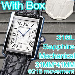 Montre de luxe homme date montres mécaniques diamants automatiques 8215 montres de mouvement saphir 316L en acier inoxydable étanche carré superclone montres