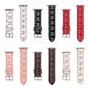 Luxe designer horlogebanden horlogeband 49 mm 44 mm 42 mm 38 mm 40 mm 44 mm Iwatch 2 3 4 5 6 7 Banden Lederen band Bracelet Fashion Print Letter Stripes Watchband