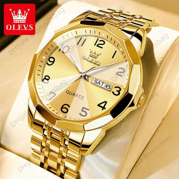 Relojes de diseño de lujo Olysys Brand Watch Fashion Roman Digital Double Calendar Cuarzo Impermeable para hombres