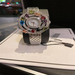 Luxe designer horloges horloge voor dames Veelkleurige diamanten Citrien Peridoot Blauwe topaas en granaatkwarts2762