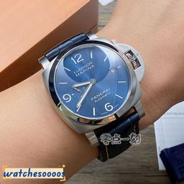 Luxury Designer Watchs Wrist Wristcs Box Automatic mécanical Watch Men's Blue Precision Steel imperméable PAM01313 IRIS LUXE LUXE