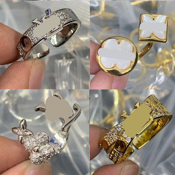 Anillos de boda de diseño de lujo para mujeres pareja joyería de compromiso apertura de regalo 925 anillo de oro de plata esmalte de alta calidad chapado en oro ajustable