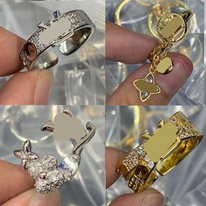 Luxe designer trouwringen voor vrouwen mannen koppelen verloving sieraden cadeau opening rose goud ring hoogwaardige glazuur vergulde verstelbare groothandel