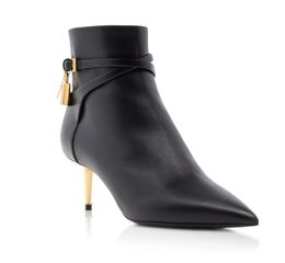 Designer de luxe femmes bottes chaussures dame en cuir daim cadenas bottines Saint noir véritable talon boîte à chaussures EU35-43 boîte