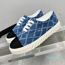 Créateur de luxe femmes chaussures décontractées mode toile baskets Denim sport plate-forme plate-forme loisirs appartements bout rond à lacets UpRunway Outfiit Feetwear Zapatillas Mujer