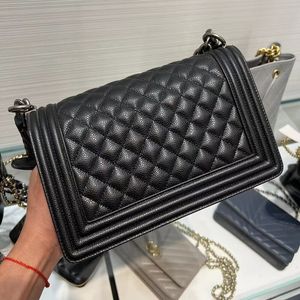 Designer de luxe femmes sac à bandoulière à la mode avec chaîne de verrouillage caviar maille de diamant sacs de messager de chaîne en cuir noir de haute qualité